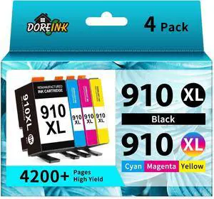 910XL Ink Cartridges Replacement for HP 910XL Ink Cartridges Combo Pack for HP 910 Ink Black and Color Cartridges Work for HP OfficeJet Pro 8020 8010 8025 8028 8034 8015 Printers 4 Pack