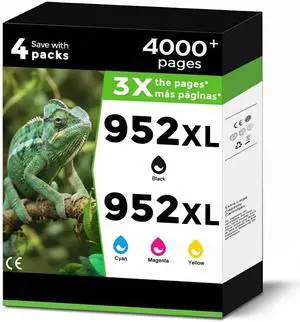 952XL Ink Cartridges Black Color Combo Pack Replacement for HP 952 XL for OfficeJet Pro 7740 952 952XL for 8210 8700 8702 8703 8710 8715 8720 8725 8730 8740 7720 8200 8216 8716 Printers KCMY 4-Pack
