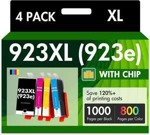 923XL 923 8130e Ink Cartridges Combo Pack with Chip: Replacement for HP Ink 923e 923 923XL for HP923 OfficeJet Pro 8130e 8135e 8139e 8138e 8122e 8120 8124e 8125e 8130 8132e 8134e Printer