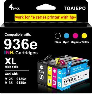 936e Ink Cartridges Compatible for HP OfficeJet Pro 9125e Cartridges High Yield Replacement for HP 936 Ink Cartridges Combo Pack Work with HP OfficeJet Pro 9135e Series Printers