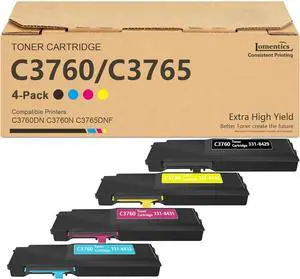 C3760 C3765 Extra High Yield Toner Cartridge 331-8429 8432 8431 8430 Replacement for Dell C3760n C3760dn C3765dnf Printer 4-Pack (BK/C/M/Y) C3760 C3765 Extra High Yield Toner Cartridge 331-8429 8432 8431 8430 Replacement for Dell C3760n C3760dn C3765dnf Printer 4-Pack (BK/C/M/Y)