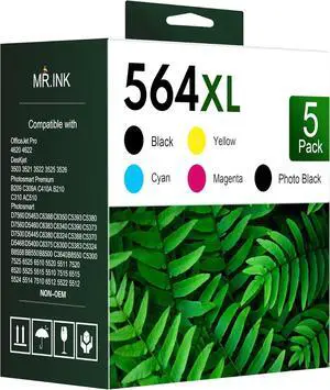 564XL Ink Cartridge Compatible for HP Ink 564 XL 564XL High Yield 5 Combo Pack (BK/PBK/C/M/Y) for DeskJet 3520 3522 Photosmart 7520 6520 5520 7525 5514 7510 OfficeJet 4620 Printers