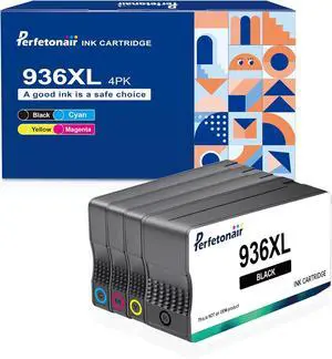 936XL Ink Cartridges Replacement for HP 936e 936XL Ink Cartridges Combo Pack Compatible with HP OfficeJet Pro 9110b 9120b 9130b OfficeJet Pro Wide Format 9720 9730 Printer (Black Cyan Magenta Yellow)