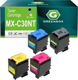 GREENBOX Compatible High Yield MX-C30NT Toner Cartridge Replacement for Sharp MX-C30NT MX-C30NT-B MX-C30NT-C MX-C30NT-M MX-C30NT-Y Toner for MX-C250 C300P C300W C301W C303W Printer (4 Pack)