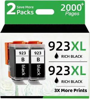 923xl Black Ink Cartridges with Chip Replacement for HP Ink 923 XL 923e Black Ink cartridges for OfficeJet 8120e 8122e 8124e Pro 8135e 8138e 8139e 8130e 8132e (2 Black)