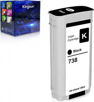 738 Ink Cartridge HP 738 Compatible for DesignJet T850 T950 Plotter Printer 130ML (498N8A, Black)