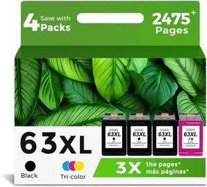 Ankink Remanufactured Ink Cartridge Replacement for HP 63XL 63 XL Fit for Officejet 3830 4650 4652 4655 5200 5252 5255 5258 Envy 4520 4512 Deskjet 1112 2130 2132 3630 3632 Printer 1 HP63