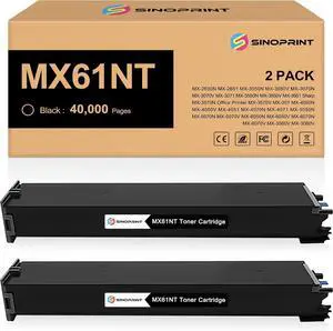 Compatible MX-61NT 61NTBA Toner Cartridge Replacement Black for Sharp MX-2651 MX-3051 MX-3071 MX-3551 MX-3571 MX-4051 MX-4071 Printer (2-Pack Black) Compatible MX-61NT 61NTBA Toner Cartridge Replacement Black for Sharp MX-2651 MX-3051 MX-3071 MX-3551 MX-3571 MX-4051 MX-4071 Printer (2-Pack Black)