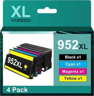 952XL Ink Cartridges Combo Pack Replacement for HP 952 High Yield Work with Officejet Pro 7740 8210 8710 8720 8740 8715 7720 8725 8730 Printer (Black, Cyan, Magenta, Yellow, 4 Pack)