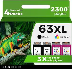 Relcolor 63XL Ink Cartridges Replacement for HP 63 XL Black Color Combo Pack for HP63 HP63XL for 4650 3830 5255 4520 5258 3630 4652 4655 5200 4512 3632 5252 2132 1112 3631 2130 4510 3634 3833 4511