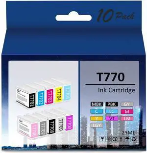 CULater T770 T7701 UltraChrome PRO10 Remanufactured Ink Cartridge T770120-T771020 Replacement for SureColor P700 Printer (10 Pack, 25ML) CULater T770 T7701 UltraChrome PRO10 Remanufactured Ink Cartridge T770120-T771020 Replacement for SureColor P700 Printer (10 Pack, 25ML)