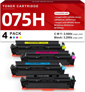 Kineco Set 4 Toner Compatibili Canon 075H – Nero, Ciano, Magenta, Giallo Per I-SENSYS LBP E MF, Alta Resa Fino A 3500 Pagine