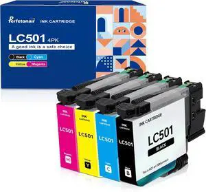 LC501 Ink Cartridges 4 Pack Replacement for LC501 Ink Cartridges Compatible with MFC-J1260DW MFC-J1360DW MFC-J1410DW Printer (Black, Cyan, Magenta, Yellow) LC501 Ink Cartridges 4 Pack Replacement for LC501 Ink Cartridges Compatible with MFC-J1260DW MFC-J1360DW MFC-J1410DW Printer (Black, Cyan, Magenta, Yellow)