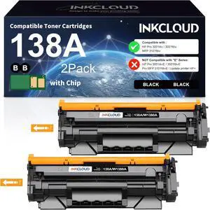 138X Black Toner Cartridges Replacement for HP 138X 138A W1380X W1380A Work with HP LaserJet Pro 3001dw MFP 3101fdw 3001fdw Printer - 2Pack High Yield with Chip 138A 138X Toner 138X Black Toner Cartridges Replacement for HP 138X 138A W1380X W1380A Work with HP LaserJet Pro 3001dw MFP 3101fdw 3001fdw Printer - 2Pack High Yield with Chip 138A 138X Toner