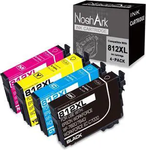 NoahArk 4 Packs 812XL Remanufactured Ink Cartridges Replacement for 812 812XL T812 T812XL High Yield Ink for Workforce Pro WF-7820 WF-7840 EC-C7000(A3) Printer(Black Cyan Magenta Yellow, 4-Pack) NoahArk 4 Packs 812XL Remanufactured Ink Cartridges Replacement for 812 812XL T812 T812XL High Yield Ink for Workforce Pro WF-7820 WF-7840 EC-C7000(A3) Printer(Black Cyan Magenta Yellow, 4-Pack)