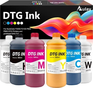 DTG Ink for SureColor F2000 F2100 P600 P800 DTG Printers and All printhead DX5 DX6 DTG Printers Direct to Garment Printing Ink and More Printing Refill (500mlx6) DTG Ink for SureColor F2000 F2100 P600 P800 DTG Printers and All printhead DX5 DX6 DTG Printers Direct to Garment Printing Ink and More Printing Refill (500mlx6)