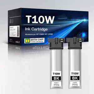 Compatible for T10W T10W100 T10W100 T10W200 T10W300 T10W400 Ink Cartridge Replacement for Workforce pro WF-C5890 WF-C5390 Printer,5000 Pages High Yield,2BK-1 Pack Compatible for T10W T10W100 T10W100 T10W200 T10W300 T10W400 Ink Cartridge Replacement for Workforce pro WF-C5890 WF-C5390 Printer,5000 Pages High Yield,2BK-1 Pack