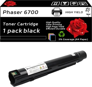 Phaser 6700 Toner Cartridge Compatible for Xerox Phaser 6700DN 6700DT 6700DX 6700N Printers, with Chip, High Yield 18000 Pages, Clear Printing (Black) Phaser 6700 Toner Cartridge Compatible for Xerox Phaser 6700DN 6700DT 6700DX 6700N Printers, with Chip, High Yield 18000 Pages, Clear Printing (Black)