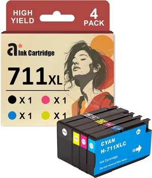 711XL Ink Cartridges Replacement for HP 711XL 711 Ink Cartridge Compatible for HP DesignJet T100 T120 T520 T530 Printers, 4 Pack 711XL Ink Cartridges Replacement for HP 711XL 711 Ink Cartridge Compatible for HP DesignJet T100 T120 T520 T530 Printers, 4 Pack