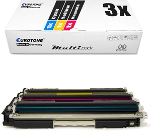 Eurotone 3X Remanufactured Toner for HP Color Laserjet Pro MFP M 176 177 Replaces CF351A-53A CF351A-CF353A 130A Color Eurotone 3X Remanufactured Toner for HP Color Laserjet Pro MFP M 176 177 Replaces CF351A-53A CF351A-CF353A 130A Color