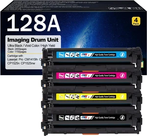 128A Toner Cartridge Compatible for HP 128A CE320A CE321A CE322A CE323A Toner Cartridges for HP LaserJet Pro CM1415fn CM1415fnw CP1525n CP1525nw Printers Combo Pack 128A Toner Cartridge Compatible for HP 128A CE320A CE321A CE322A CE323A Toner Cartridges for HP LaserJet Pro CM1415fn CM1415fnw CP1525n CP1525nw Printers Combo Pack