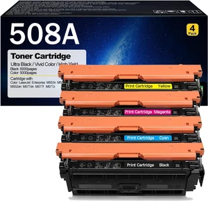 508A Compatible Toner Cartridge Replacement for HP 508A CF360A CF361A CF363A CF362A 508X Toner Cartridges for HP Color LaserJet Enterprise M553n M553X M553dn M552dn 508A Combo Pack 508A Compatible Toner Cartridge Replacement for HP 508A CF360A CF361A CF363A CF362A 508X Toner Cartridges for HP Color LaserJet Enterprise M553n M553X M553dn M552dn 508A Combo Pack