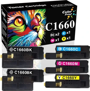 COLOR PRINT Compatible c1660w Toner Cartridge Replacement for Dell 1660W C1660 1660 C1660cnw 1660CNW 4G9HP DWGCP V3W4C V53F6 Printer (5-Pack, 2 Black, 1 Cyan, 1 Magenta, 1 Yellow) COLOR PRINT Compatible c1660w Toner Cartridge Replacement for Dell 1660W C1660 1660 C1660cnw 1660CNW 4G9HP DWGCP V3W4C V53F6 Printer (5-Pack, 2 Black, 1 Cyan, 1 Magenta, 1 Yellow)