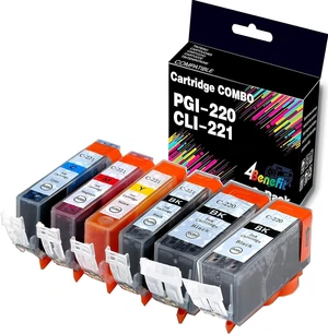 6-Pack 4Benefit Compatible PGI-220 CLI-221 PGI220 CLI221 PGI 220 CLI 221 Ink Cartridge for Pixma MX860 MX870 MP540 MP550 MP560 MP620 MP640 IP3600 Printer (2PGBK + 1BK + 1C + 1M + 1Y) 6-Pack 4Benefit Compatible PGI-220 CLI-221 PGI220 CLI221 PGI 220 CLI 221 Ink Cartridge for Pixma MX860 MX870 MP540 MP550 MP560 MP620 MP640 IP3600 Printer (2PGBK + 1BK + 1C + 1M + 1Y)