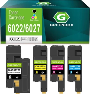 GREENBOX Remanufactured Toner Cartridge Replacement for Xerox WorkCentre 6027 6025 Phaser 6022 6020 (1 Black 106R02759 1 Cyan 106R02756 1 Magenta 106R02757 1 Yellow 106R02758) GREENBOX Remanufactured Toner Cartridge Replacement for Xerox WorkCentre 6027 6025 Phaser 6022 6020 (1 Black 106R02759 1 Cyan 106R02756 1 Magenta 106R02757 1 Yellow 106R02758)