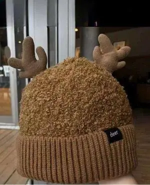 Unisex Deer Winter Pull on Head Knitted Thermal Woolen Hat Unisex Deer Winter Pull on Head Knitted Thermal Woolen Hat