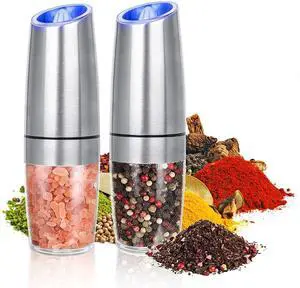 Gravity Electric Salt and Pepper Grinder Mill Shaker Adjustable Automatic Black+ Silver Gravity Electric Salt and Pepper Grinder Mill Shaker Adjustable Automatic Black+ Silver