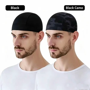 Men Cooling Skull Cap Helmet Liner Summer Quick Drying Cycling Sports Beanie Hat Nylon Ice Silk-Black+Camouflage Men Cooling Skull Cap Helmet Liner Summer Quick Drying Cycling Sports Beanie Hat Nylon Ice Silk-Black+Camouflage