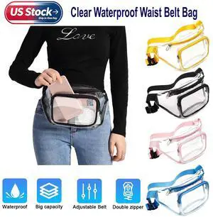 Clear Fanny Pack Men Women Waist Pouch Belt Bag Outdoor Sports Stadium Security Pink Clear Fanny Pack Men Women Waist Pouch Belt Bag Outdoor Sports Stadium Security Pink