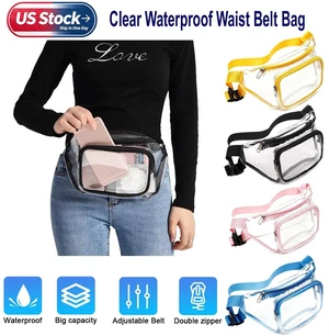 Clear Fanny Pack Men Women Waist Pouch Belt Bag Outdoor Sports Stadium Security Yellow+ Black Clear Fanny Pack Men Women Waist Pouch Belt Bag Outdoor Sports Stadium Security Yellow+ Black