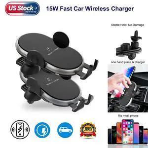 15W Fast Car Wireless Charger 2 in 1 Clamping Phone Holder Mount For Samsung 15W Fast Car Wireless Charger 2 in 1 Clamping Phone Holder Mount For Samsung