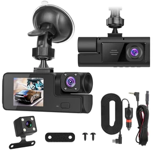 1080P WiFi Car Dash Cam with 3 Channels Front Rear Inside View Dual Lens 1080P WiFi Car Dash Cam with 3 Channels Front Rear Inside View Dual Lens