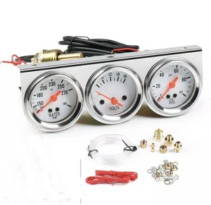 2"52mm Oil Pressure Amp Meter Water Temp Triple Gauge 3 in 1 Set Chrome Gauges 2"52mm Oil Pressure Amp Meter Water Temp Triple Gauge 3 in 1 Set Chrome Gauges