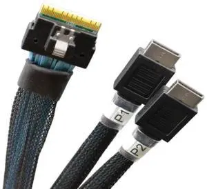 Areca SlimSAS 8i to Dual OCuLink 4i, SFF-8654 8i to 2*SFF-8611 4i - 0.75M Areca SlimSAS 8i to Dual OCuLink 4i, SFF-8654 8i to 2*SFF-8611 4i - 0.75M