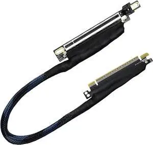PCIe 5.0 X16 GPU Extension Cable 270 Degree Flexible Braided Cord Left Entry For Fast Speed Graphics Card Stability PCIe 5.0 X16 GPU Extension Cable 270 Degree Flexible Braided Cord Left Entry For Fast Speed Graphics Card Stability