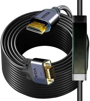 HDMI to VGA 75Ft Cable with IC, Gold-Plated HDMI to VGA Compatible for Computer, Desktop, Laptop, PC, Monitor, Projector,HDTV, Raspberry Pi, Roku, Xbox and More, Grey HDMI to VGA 75Ft Cable with IC, Gold-Plated HDMI to VGA Compatible for Computer, Desktop, Laptop, PC, Monitor, Projector,HDTV, Raspberry Pi, Roku, Xbox and More, Grey