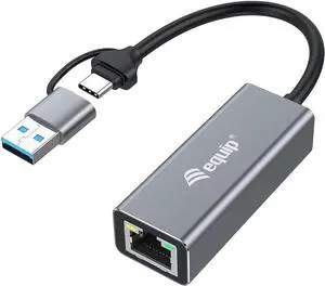 Equip 133495 USB-C to 2.5 Gigabit Ethernet Network Adapter (USB-C+A) Equip 133495 USB-C to 2.5 Gigabit Ethernet Network Adapter (USB-C+A)