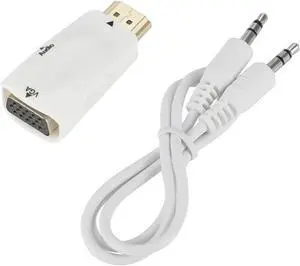 HDMI-Compatible Male to V/GA Female Adapter HD 1080P Cord Converter for PC TV Box Computer Display Projector(White-with Cable) HDMI-Compatible Male to V/GA Female Adapter HD 1080P Cord Converter for PC TV Box Computer Display Projector(White-with Cable)