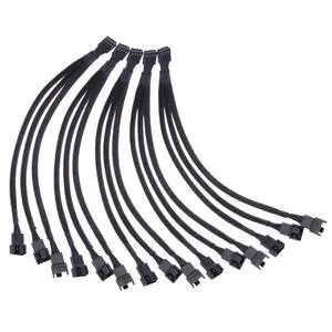 4 Pin PWM Fan Cable 1 to 3 Ways Splitter Black Sleeved Extension Cable PMW Fan Connector Cord Lines Computer Wires(5pcs) 4 Pin PWM Fan Cable 1 to 3 Ways Splitter Black Sleeved Extension Cable PMW Fan Connector Cord Lines Computer Wires(5pcs)