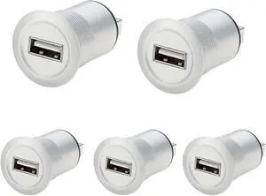 USB 2.0 Panel Mount Coupler Female to Female Pass Through Bulkhead Connector Round Flush Mount Threaded Fixed Socket Adapter for Laptop Computer Hard Drive (5PCS) USB 2.0 Panel Mount Coupler Female to Female Pass Through Bulkhead Connector Round Flush Mount Threaded Fixed Socket Adapter for Laptop Computer Hard Drive (5PCS)