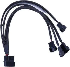 IDE to 4-Port 3Pin/4Pin Plug Cooler Wire Black Sleeved Fan Adapter Power Splitter Cable Extension Power Cable for PC IDE to 4-Port 3Pin/4Pin Plug Cooler Wire Black Sleeved Fan Adapter Power Splitter Cable Extension Power Cable for PC