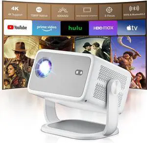 Projector 4k 600 ANSI Lumens, Electric Focus/Auto Keystone, 1080P Native, Smart Projector with Built-in Apps, WiFi 6 and Bluetooth Projector for Home/Outdoor Movies Projector 4k 600 ANSI Lumens, Electric Focus/Auto Keystone, 1080P Native, Smart Projector with Built-in Apps, WiFi 6 and Bluetooth Projector for Home/Outdoor Movies