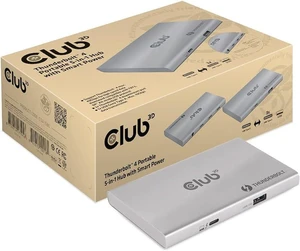 Club 3D Thunderbolt 4 40Gbps Portable 5-in-1 Hub DisplayPort 4K60Hz 8K30Hz USB Type-C USB Type-A 10Gbps Smart Power 60W (CSV-1580) Club 3D Thunderbolt 4 40Gbps Portable 5-in-1 Hub DisplayPort 4K60Hz 8K30Hz USB Type-C USB Type-A 10Gbps Smart Power 60W (CSV-1580)