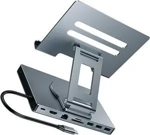 Rotating Type C Dock Stand for Tablets PD100WCharging Gigabit Networking Port 3.5mm Slip Proof Silicone PadCooling Design Foldable Rotating Stand for Tablets Rotating Type C Dock Stand for Tablets PD100WCharging Gigabit Networking Port 3.5mm Slip Proof Silicone PadCooling Design Foldable Rotating Stand for Tablets