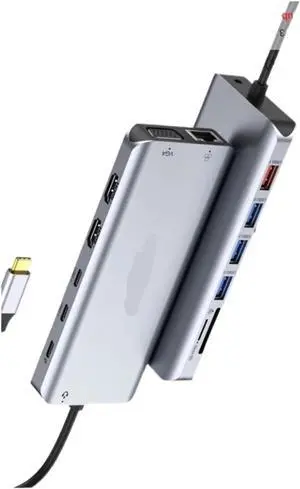 USB C HUB USB-Type To 4K HDMI DP VGA Gigabit Ethernet 3.1 PD 100W Adapter, Compatible For Macbook Air/Pro Laptops Accessories For Data Connection(14 in 1-2HDMI 1VGA) USB C HUB USB-Type To 4K HDMI DP VGA Gigabit Ethernet 3.1 PD 100W Adapter, Compatible For Macbook Air/Pro Laptops Accessories For Data Connection(14 in 1-2HDMI 1VGA)