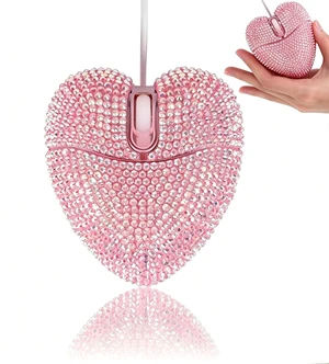 Pink Mouse Wired,Cute Bling Crystal Rhinestone Heart Shape Optical Portable USB Corded Mice for Chromebook Laptop PC Computer Tablet Home School Office Travel Kids Women Girl Mother Gift,4.59ft Cable Pink Mouse Wired,Cute Bling Crystal Rhinestone Heart Shape Optical Portable USB Corded Mice for Chromebook Laptop PC Computer Tablet Home School Office Travel Kids Women Girl Mother Gift,4.59ft Cable